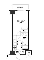 ルクレ難波 5階1Kの間取り