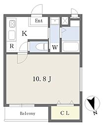 京阪本線 関目駅 徒歩10分の賃貸アパート 2階1Kの間取り