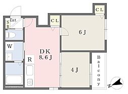 Luana諏訪ノ森 2DKの間取図画像