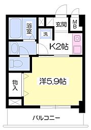 プラース中百舌鳥 1Kの間取図画像