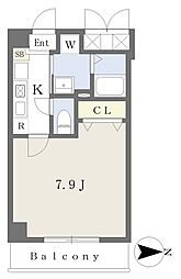 ルミエール玉造 1Kの間取図画像