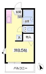 中百舌鳥ハイツ ワンルームの間取図画像