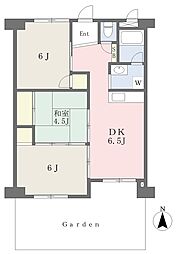 新星和初芝マンション北棟 3DKの間取図画像