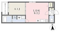Aflat 1LDKの間取図画像
