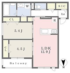 (仮称)平野区平野西1丁目PJ 2LDKの間取図画像