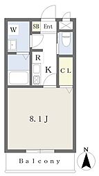 Well-being 堺石津 1Kの間取図画像