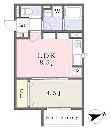 HYO-DORU大今里 1LDKの間取図画像