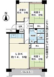 入船西エステート1号棟 3LDKの間取図画像
