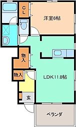 ワンズウィング 1LDKの間取図画像
