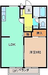 サンライフウィンディアB 1LDKの間取図画像
