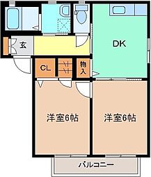ファミーユ・サンパB 2DKの間取図画像