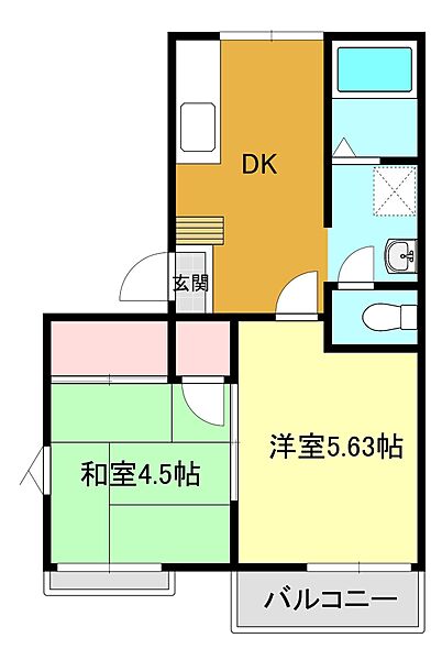 カーサエレナ　Ｂ 201｜群馬県桐生市新宿3丁目(賃貸アパート2DK・2階・42.95㎡)の写真 その2