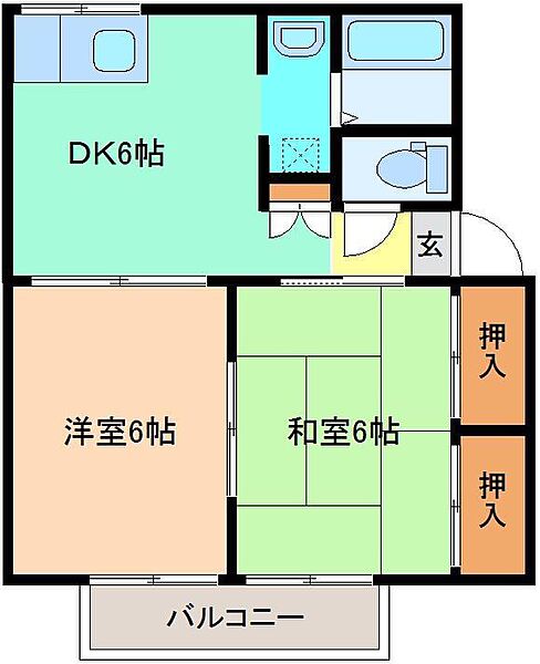 パールハイツ　Ｂ 102｜群馬県みどり市笠懸町鹿(賃貸アパート2DK・1階・42.70㎡)の写真 その2