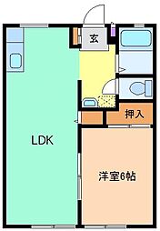 ハイツセシカ 1階1LDKの間取り