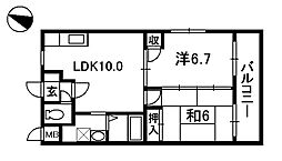 ルミエール翠町 2LDKの間取図画像