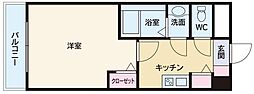 ヴィレ・コート石城 1Kの間取図画像