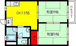 ヒラオカコーポ 2DKの間取図画像