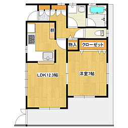 オーケーエヌ 1階1LDKの間取り