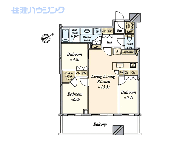 間取り パークタワー勝どきサウス 43階/-
