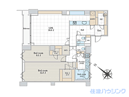 グランツオーベル南平台 2LDKの間取図画像