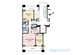 プレステージ浜田山ジヴェルニー 2LDKの間取図画像