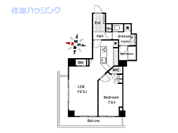 恵比寿ガーデンテラス壱番館 1LDKの間取図画像