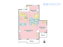 マンション雅叙苑5号館 2LDKの間取図画像
