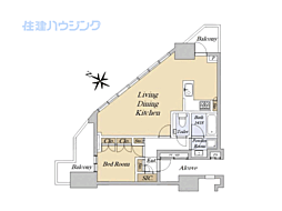 プラウドタワー東池袋ステーションアリーナ 1LDKの間取図画像