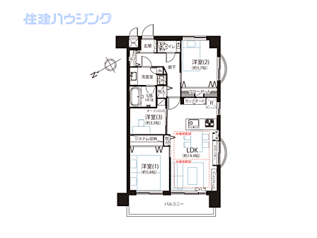 3LDK 間取り