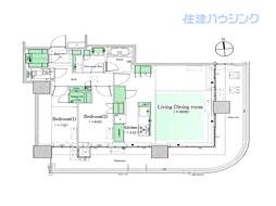 HARUMIFLAGPARKVILLAGET棟 2LDKの間取図画像