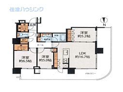 HARUMIFLAGPARKVILLAGET棟 3LDKの間取図画像