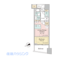 プラウド渋谷東 1LDKの間取図画像