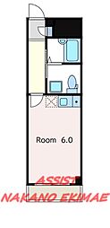 JR中央線 中野駅 徒歩13分の賃貸マンション 3階ワンルームの間取り