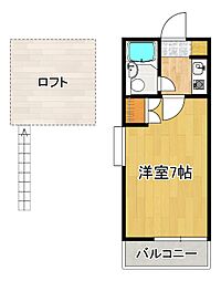 コスモシティガモウ 1Kの間取図画像