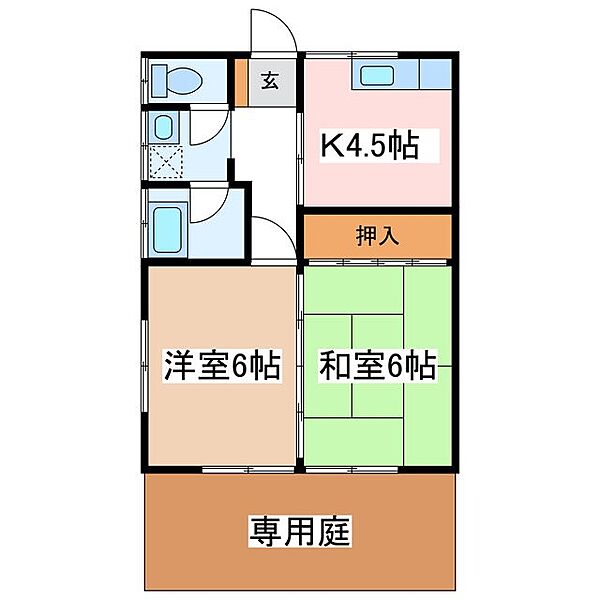 太田アパート北棟（里山辺） ｜長野県松本市大字里山辺(賃貸アパート2K・1階・37.30㎡)の写真 その2