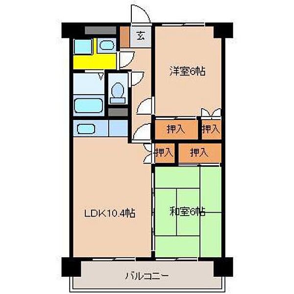 サンシャインコート・I 204｜宮崎県宮崎市鶴島2丁目(賃貸マンション2LDK・2階・54.20㎡)の写真 その2