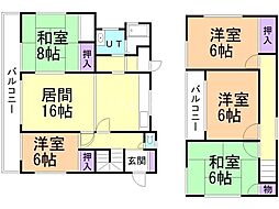 美唄進徳町貸家（1380-62） 1階5LDKの間取り