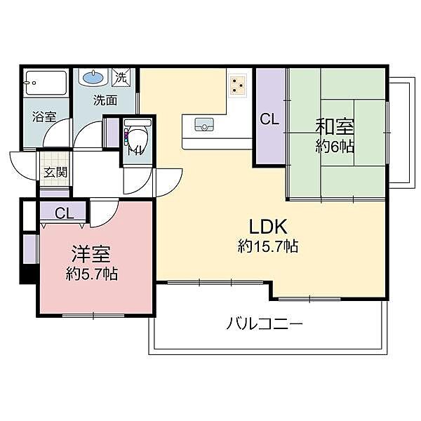 エスリード鴻池 ｜大阪府東大阪市鴻池町２丁目(賃貸マンション2LDK・2階・60.89㎡)の写真 その2