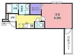 フジパレス鴻池新田2番館 1階1Kの間取り