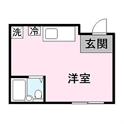 シーハイム ワンルームの間取図画像