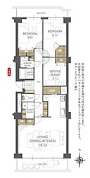 虹ケ丘マンション 2SLDKの間取図画像