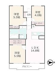 グランビスタ横浜三ツ沢 3LDKの間取り