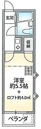 エメラルドハウス 1Kの間取図画像
