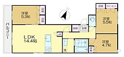 世田谷区松原2丁目マンション 3LDKの間取図画像