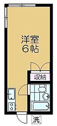 下北沢コーポラスA ワンルームの間取図画像