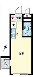 スカイコート西横浜第6 ワンルームの間取図画像