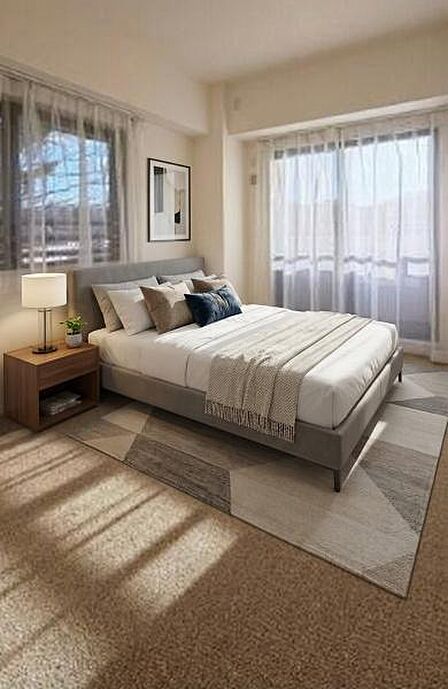 6.1帖の洋室。2面採光の明るいお部屋です(本画像家具・調度品はAI生成となります）。