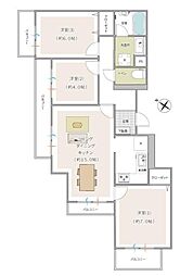 ヒルトップ菊名B棟 3LDKの間取図画像