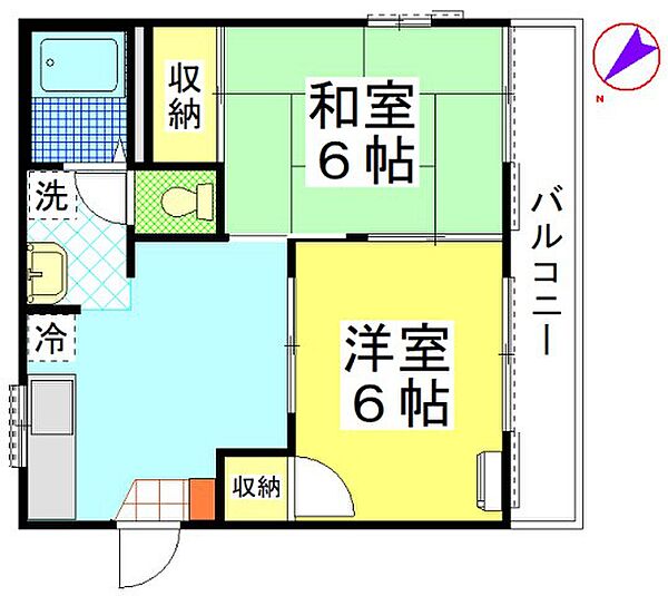 グリーンハイツ 201｜千葉県千葉市中央区新千葉3丁目(賃貸アパート2DK・2階・36.72㎡)の写真 その2