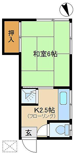 蓑島荘 202｜東京都調布市国領町５丁目(賃貸アパート1K・2階・21.40㎡)の写真 その2